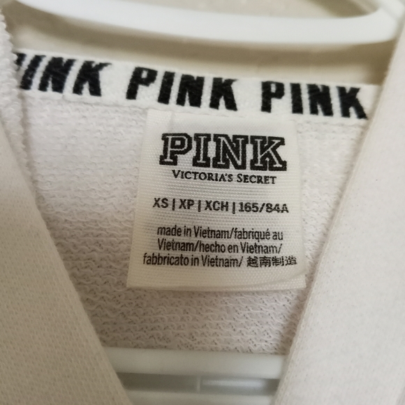 VS PINK White Cropped Long Sleeve Hoodie Sweater - Picture 4 of 8